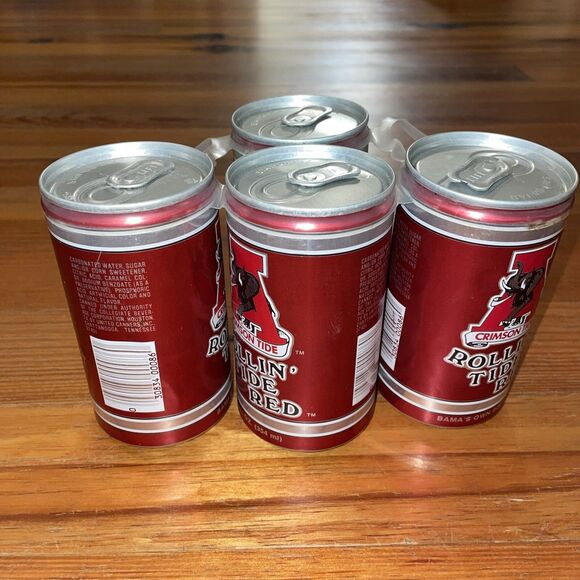 Rollin' Tide Red Bama's Own Soft Drink Cans University of Alabama 4 Empty 12 oz - Picture 2 of 12